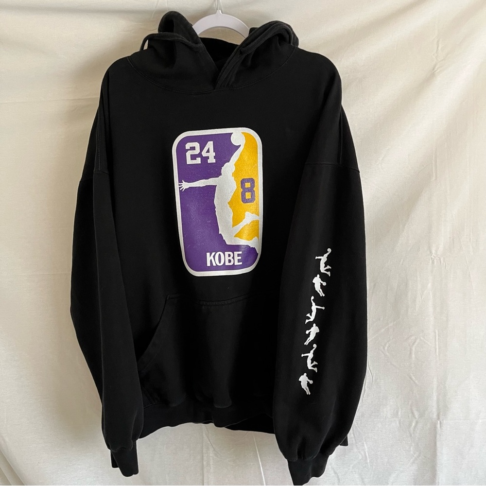 Kobe Bryant Pullover Hoodie Custom Front Logo and Sleeve Graphics Black Size 3XL